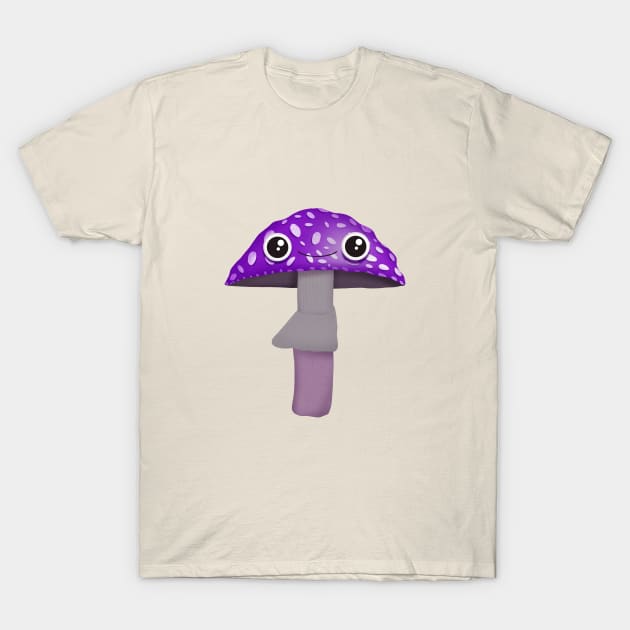 Purple Kawaii Mushroom T-Shirt by Maddyslittlesketchbook